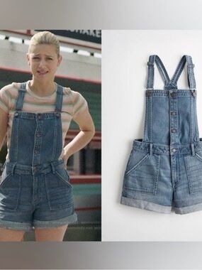 Hollister High Rise Mom 4” Short Overalls ‘Seen on TV, Betty Riverdale’ sz M